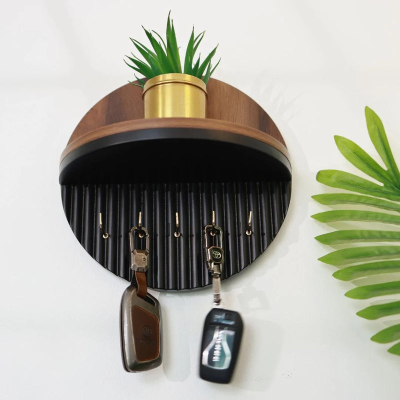 Suryavanshi Solid Wood Wall Mounted Key Holder with Shelf