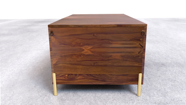 Suryavanshi Sheesham Wood Bar Cabinet Versatile Coffee Table – Vintage Iron or Brass Gold Finish