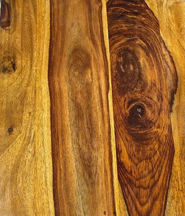 Sheesham Wood Coffee and Side Table Set with White Natural Marble Top, Set of 2