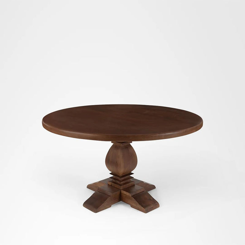 Suryavanshi Mango Wood Round Dining Table with French Legs - 4 & 6 Seater Options Available (Table Only)