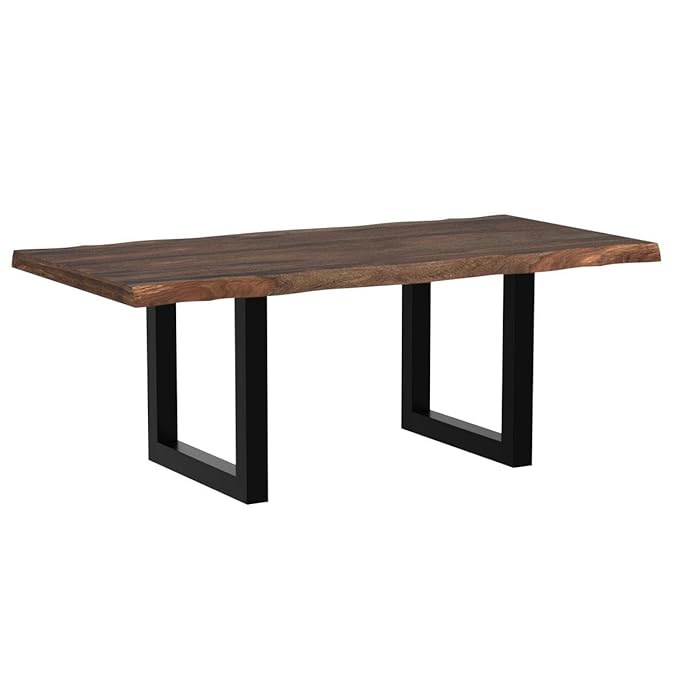 Suryavanshi sheesham wood dining table 6 seater | Powder Coated Metal Finish Legs, Length 80, Thikness 2.5 Inch & Approx Weight 65 Kg, Sheesham Wood, Brown