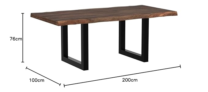 Suryavanshi sheesham wood dining table 6 seater | Powder Coated Metal Finish Legs, Length 80, Thikness 2.5 Inch & Approx Weight 65 Kg, Sheesham Wood, Brown