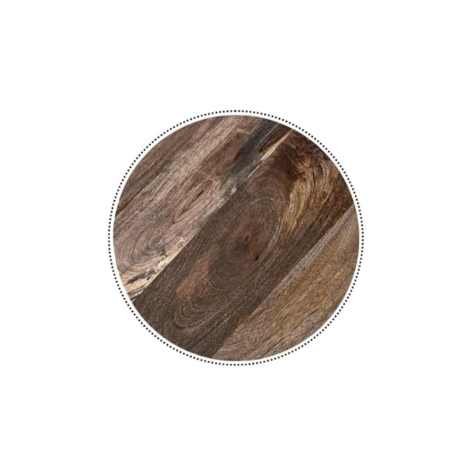 Suryavanhsi Round Mango Wooden Side Table, Fluted Base Design, Rustic Grey, End Table, Bed Room Table, Lamp Table, H40 x W40 x D40 Cm (Natural Finish)