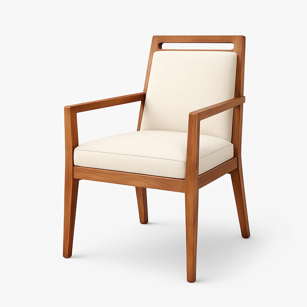 Sheesham Wood Letherate Upholstered Wooden Arms Chair For Office and Home - Customizable Fabric Available