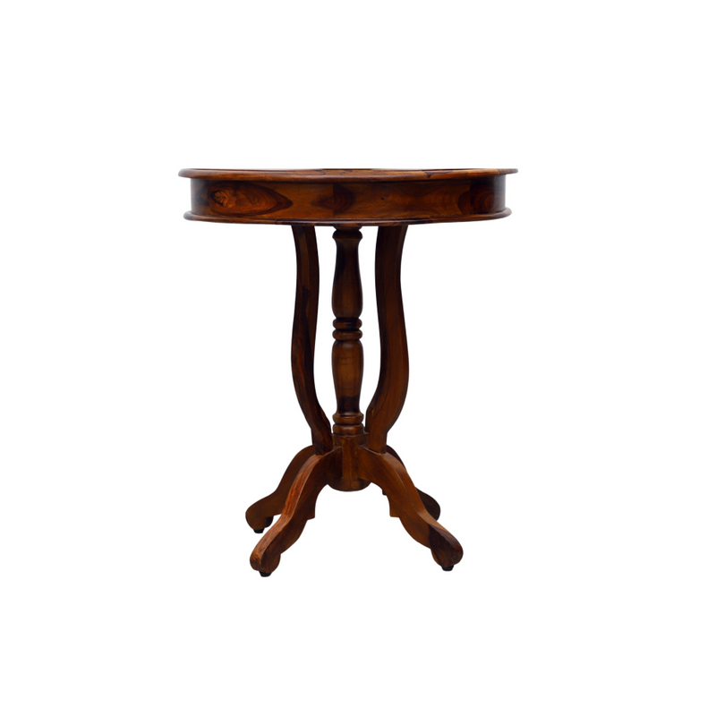 Suryavanshi Sheesham Wooden Round End Table with Carved French Leg Round Accent Table, Bed Side Table, Side Table, 45D x 45W x 55H Centimeters