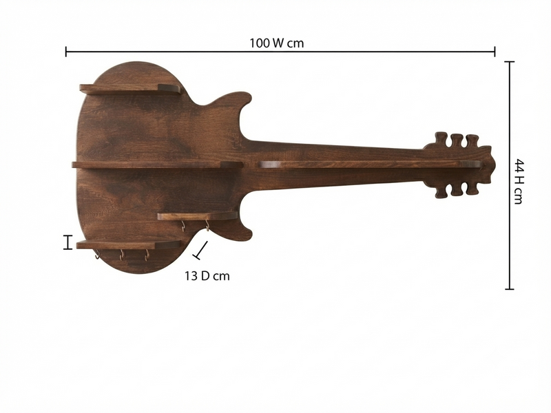 Suryavanshi Milan Guitar Shaped Wooden Floating Wall Shelf for Home Decor