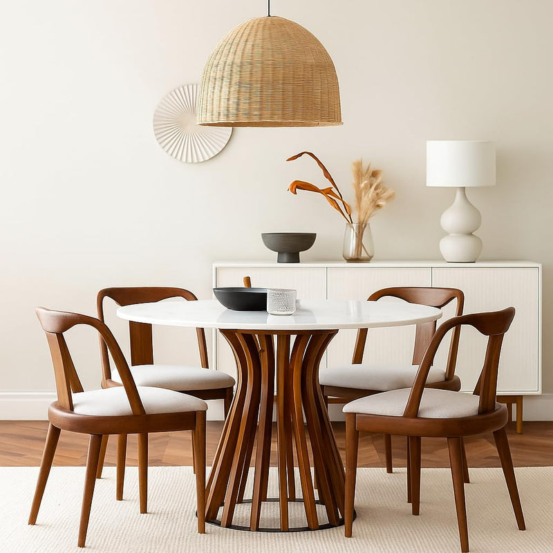 Suryavanshi Round Dining Table – Mango Wood Top, Iron Base – 4-Seater (Table Only)