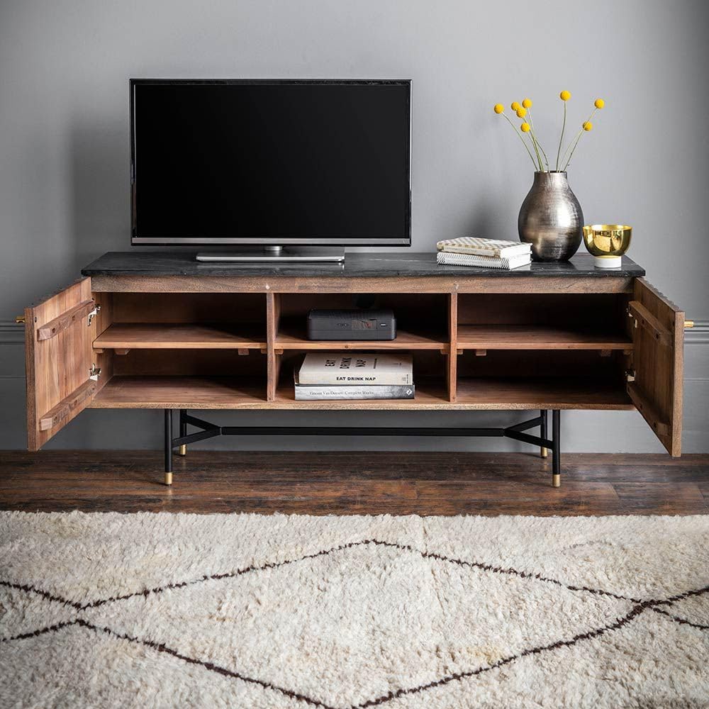 Berkeley Marble Media Unit – Stylish Storage Solution for Your Entertainment Space