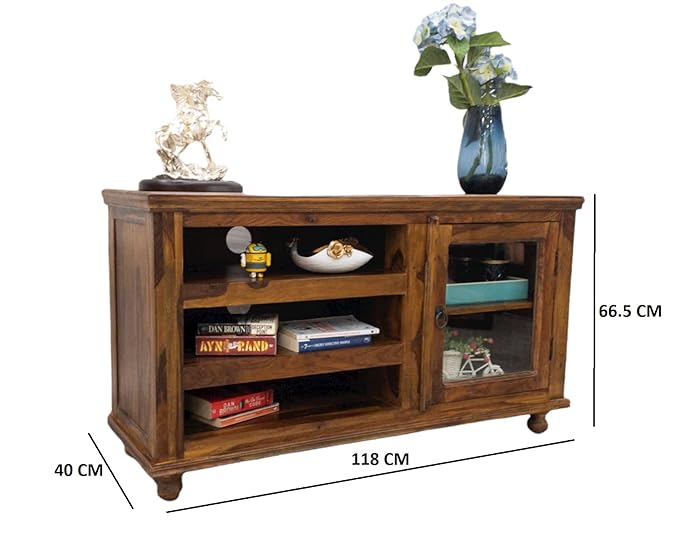 Suryavanshi Sheesham Wood TV Cabinet Unit with 1 Door & 5 Shelve for Home, TV Entertainment Unit