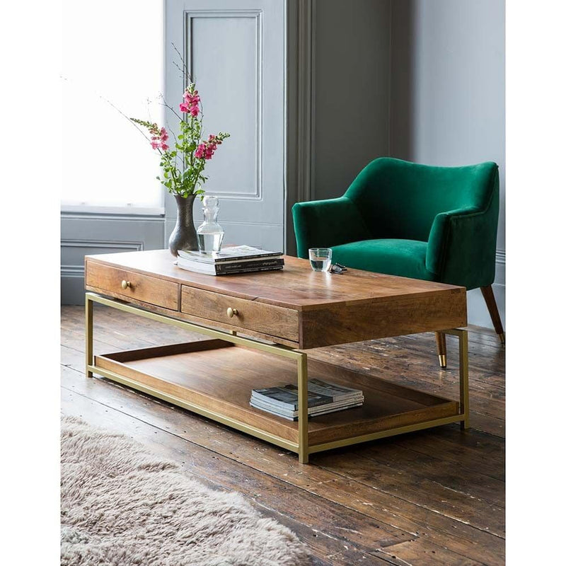 Suryavanshi Mango Wood Henley Coffee Table - Stylish and Functional Centerpiece for Your Living Room(65D x 130W x 47H CM)