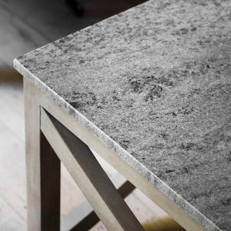 Suryavanshi Lily Grey Marble Top Coffee Table - Mango Wood Base (65D x 120W x 43HCm)