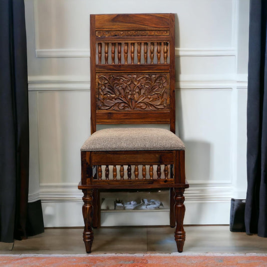 Suryavanshi Sheesham Wood Chair: Elegant Comfort with Artistic Carvings