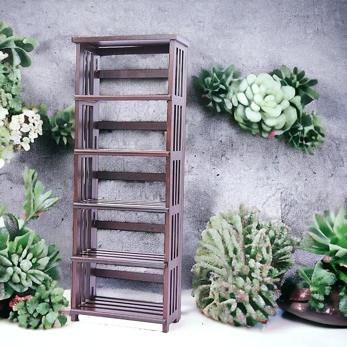 Suryavanshi Sheesham Wood Large Folding Book Rack (33Dx61Wx166HCm)