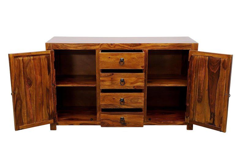 Suryavanshi Sheesham Wood 2-Door 4-Drawer Sideboard: A Beautiful Storage Solution for Your Home(W139*D45*H-86Cm)
