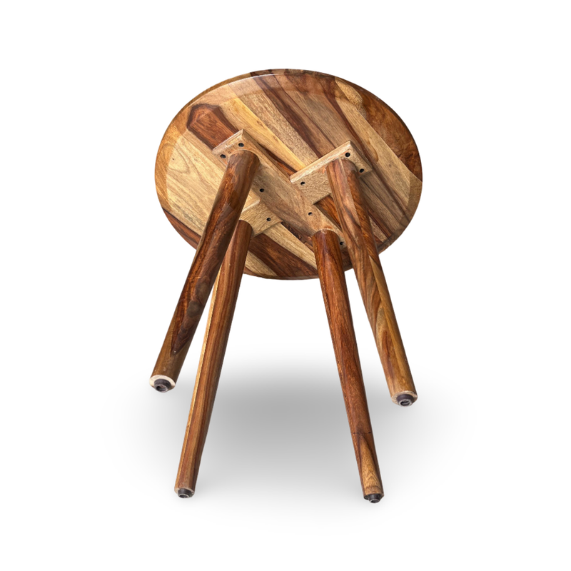 Suryavanshi Sheesham Wood Side Table for Living Room | Solid Wood End Table with Natural Finish | Round Accent Table with Tapered Legs | Wooden Nightstand for Bedroom & Sofa Side Use
