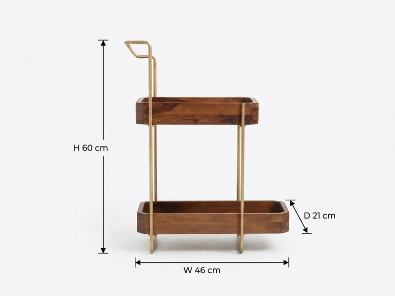 Suryavanshi Valencia 2-Tier Wooden Kitchen Countertop Organizer with Metal Frame,Storage Rack