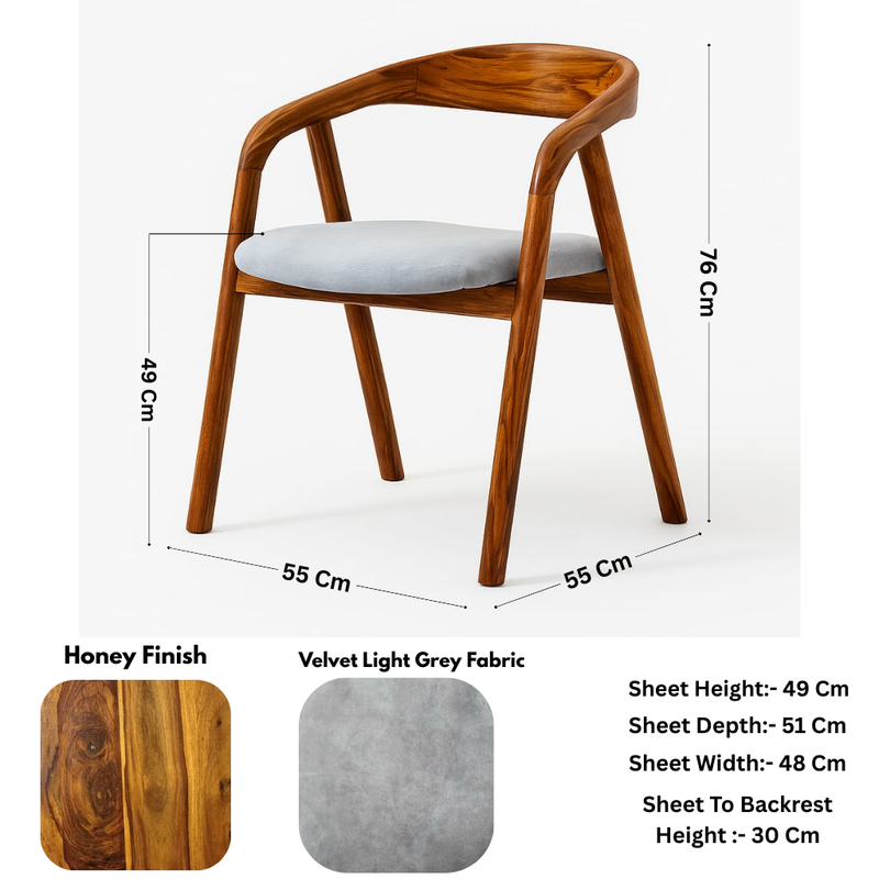 Suryavanshi Sheesham Wood Upholstered Dining Chairs (Customized fabric available)