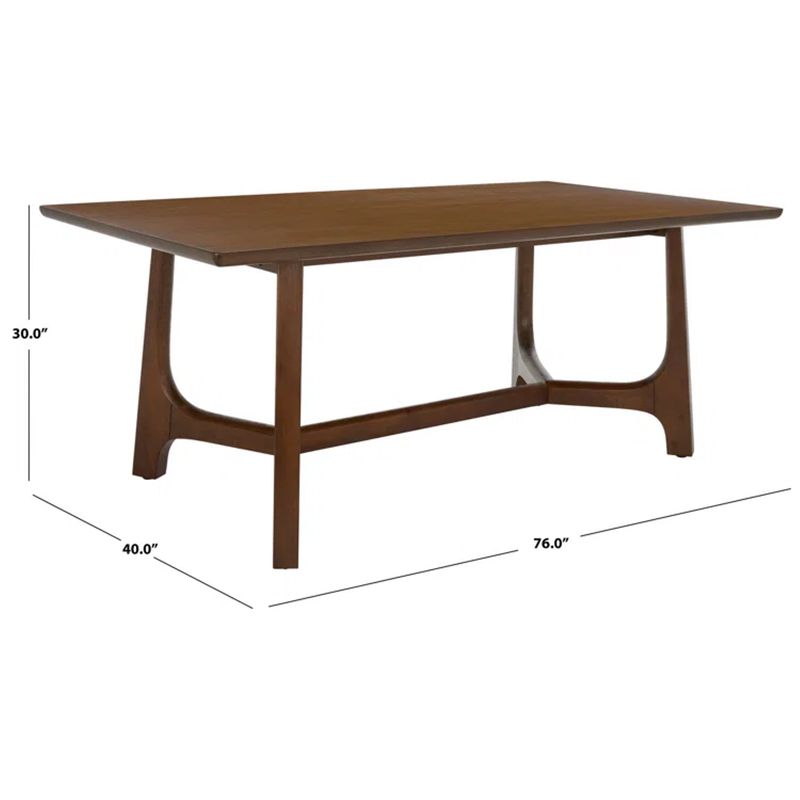 Suryavanshi Solid Mango Wood 6 Seater Dining Table for Home | Dark Mahogany Finish Rectangular Table | Modern Trestle Base Wooden Dining Table for Kitchen & Dining Room