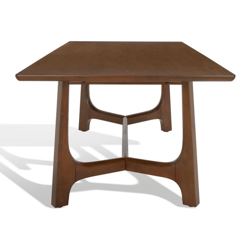 Suryavanshi Solid Mango Wood 6 Seater Dining Table for Home | Dark Mahogany Finish Rectangular Table | Modern Trestle Base Wooden Dining Table for Kitchen & Dining Room