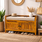 Suryavanshi Sheesham Wood Seating Shoe Rack – Stylish Entryway Organization