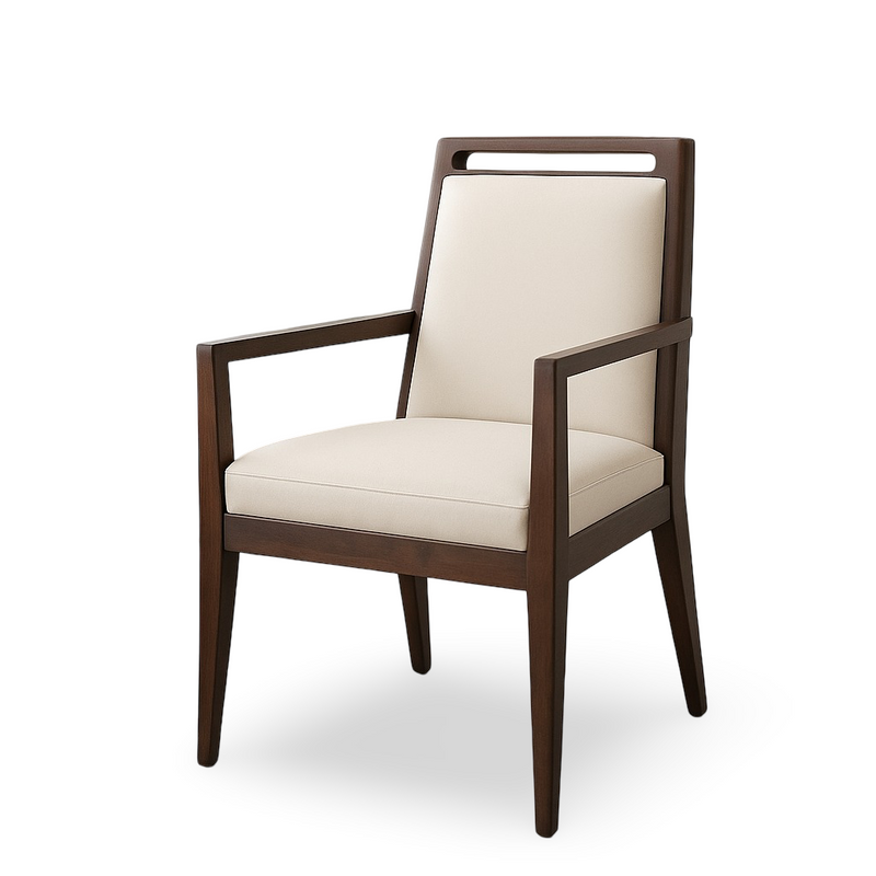 Suryavanshi Solid Sheesham Letherate cushioning Upholstered Wooden Chair With Arms For Office and Home (Walnut Finish)