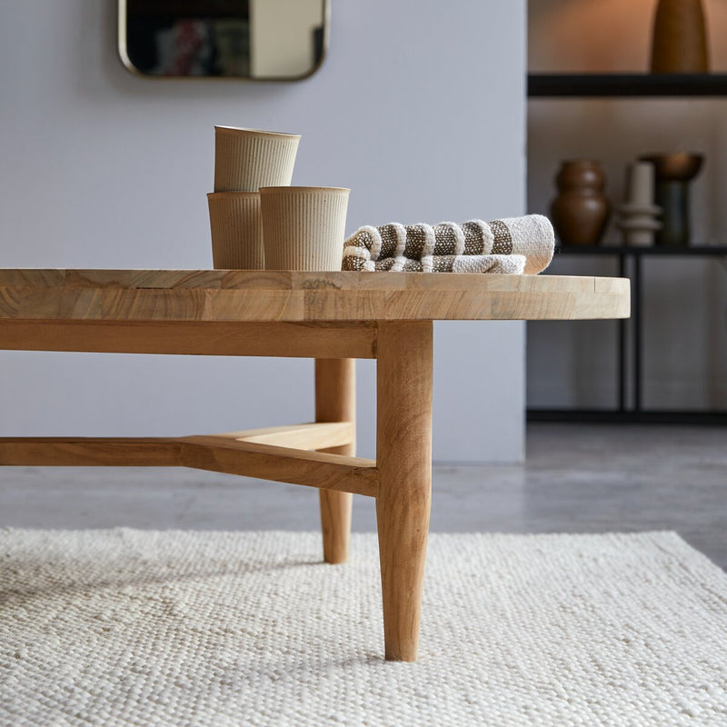 Suryavanshi Round Coffee Table – Mango Wood (Mango Wood-Round, W90 D90 H35 cm)