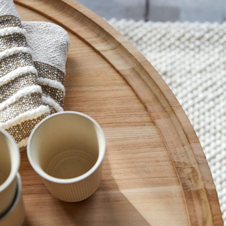 Suryavanshi Round Coffee Table – Mango Wood (Mango Wood-Round, W90 D90 H35 cm)