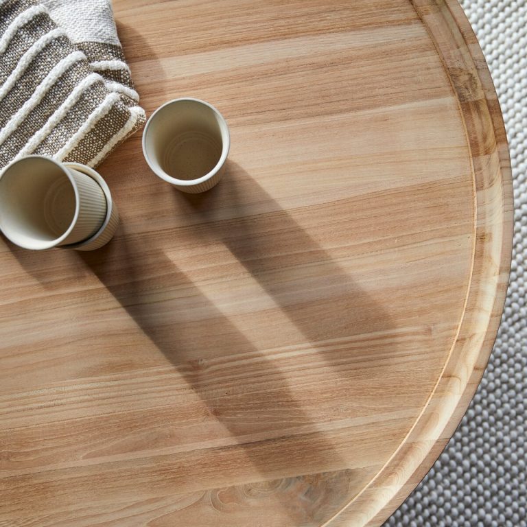 Suryavanshi Round Coffee Table – Mango Wood (Mango Wood-Round, W90 D90 H35 cm)