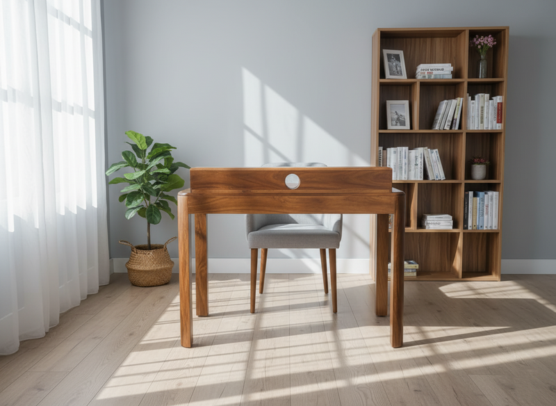 PAYU Solid Sheesham Wood Study & Work Desk with Storage – Modern Minimalist Design