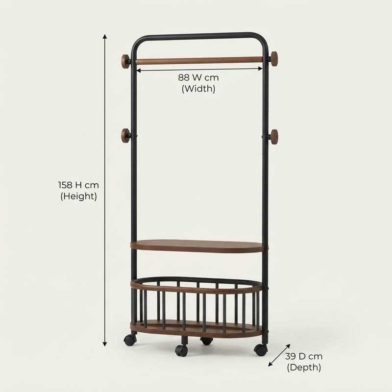 Imperial - Rolling Garment Rack with Wooden Hanging Rod, Shelf & Storage – Freestanding Clothes Organizer