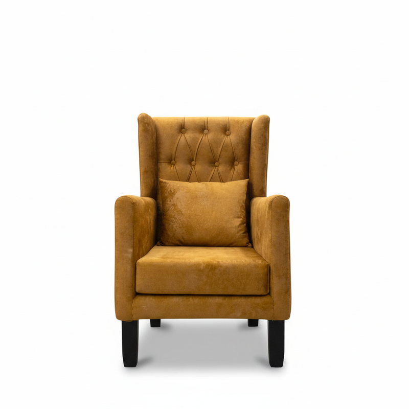 Suryavanshi Fully Upholstered Velvet Single Seater Lounge Chair – Plush Elegance (W67 x D77 x H111 cm)