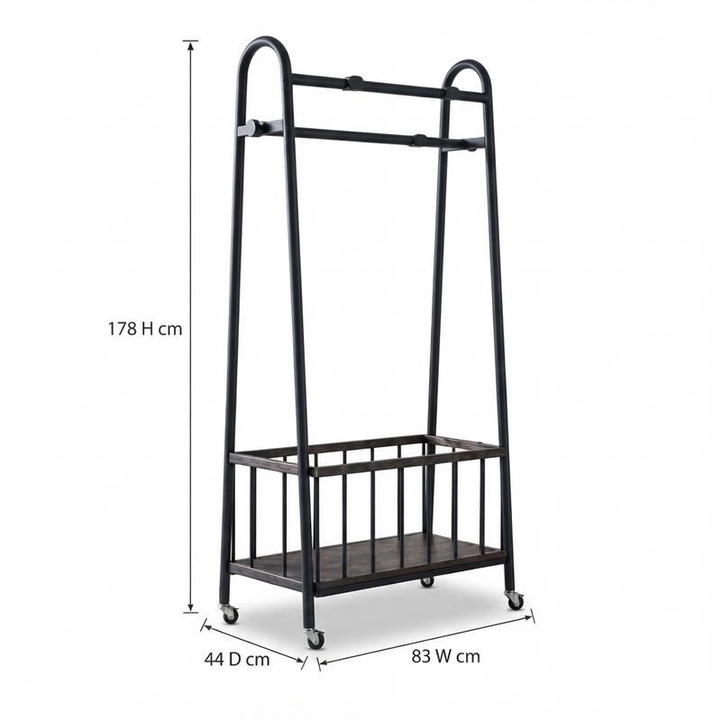 Aspen - Modern Rolling Garment Rack with Storage Shelves – Heavy-Duty Clothes Organizer