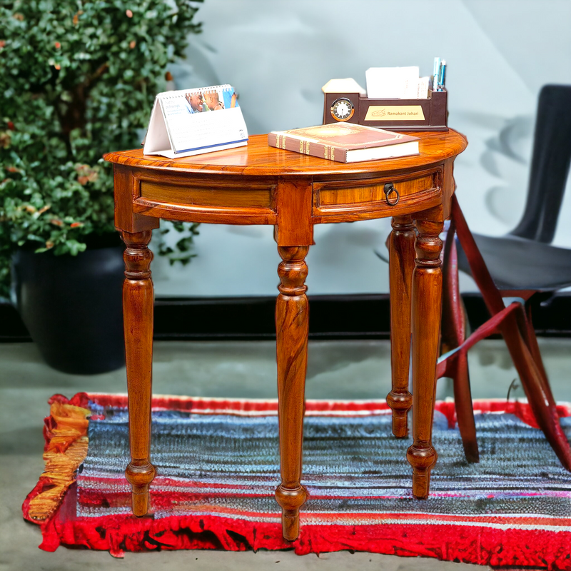Suryavanshi Sheesham Wood Half-Round Console Table with 1 Drawer – Stylish and Space-Saving (W90 x D40 x H76 cm)