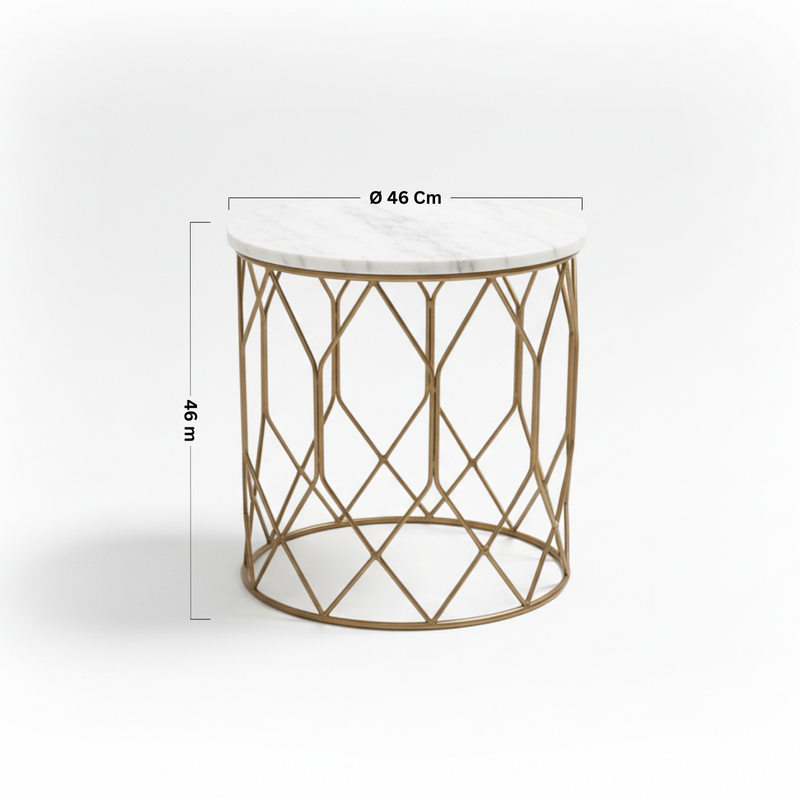 Suryavanshi Gold and White Marble Side Table