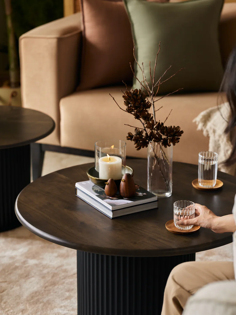 Origami Coffee Table Solid Mango Wood - Walnut Finish