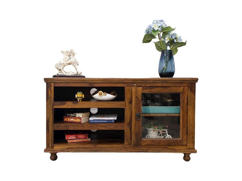 Suryavanshi Sheesham Wood TV Cabinet Unit with 1 Door & 5 Shelve for Home, TV Entertainment Unit