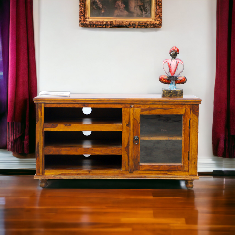Suryavanshi Sheesham Wood TV Cabinet Unit with 1 Door & 5 Shelve for Home, TV Entertainment Unit