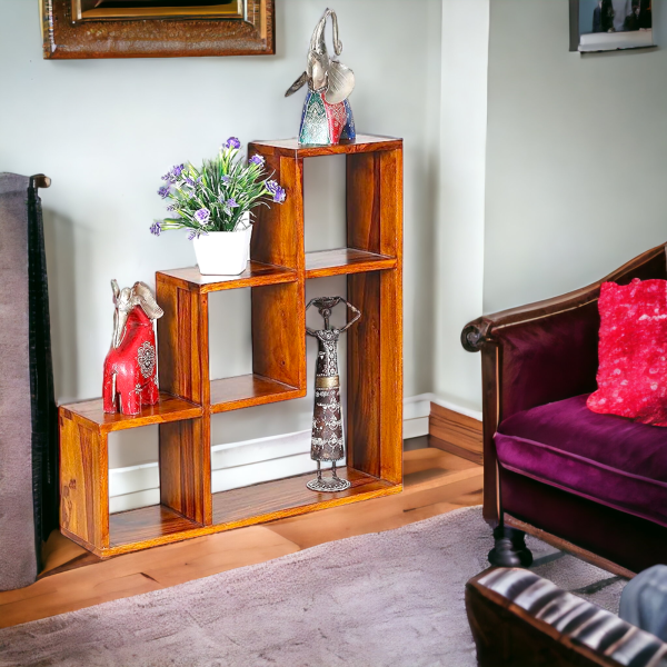 Suryavanshi Sheesham Wood L-Shape Display Unit – Modern Storage and Display Solution (W88.9 x D15 x H57.9 cm)
