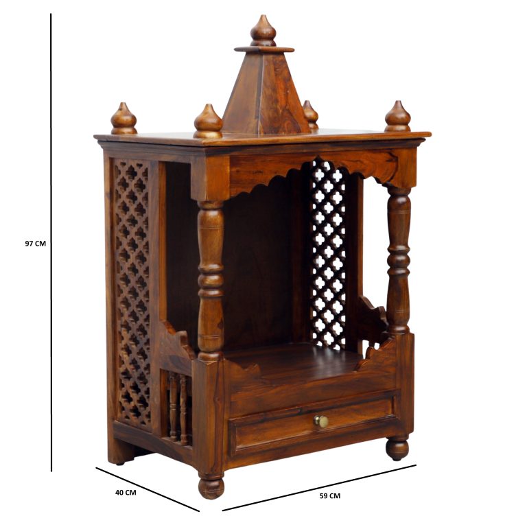 Suryavanshi Sheesham Wood Open Temple with Drawer – A Serene Space for Devotion