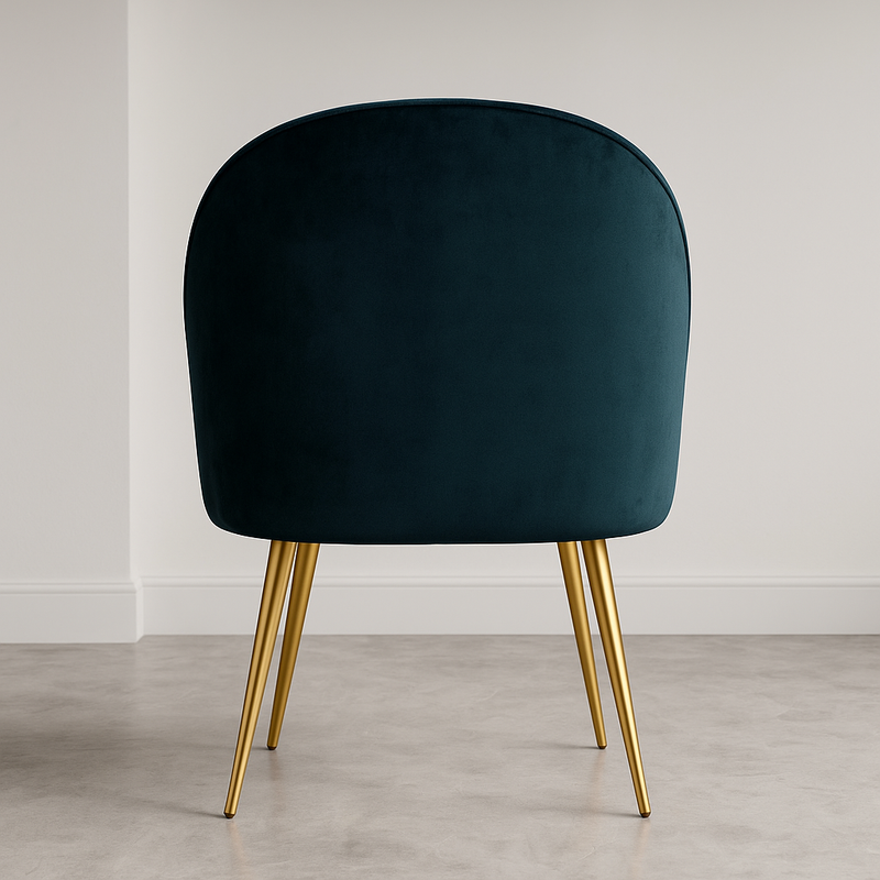 Suryavanshi Plush Dining Chair | Accent Chair for Living Room Bedroom Study Cafe Restaurant | Wooden Frame with Velvet Fabric & Cushion Seat with Metal Legs, (Navy Blue)