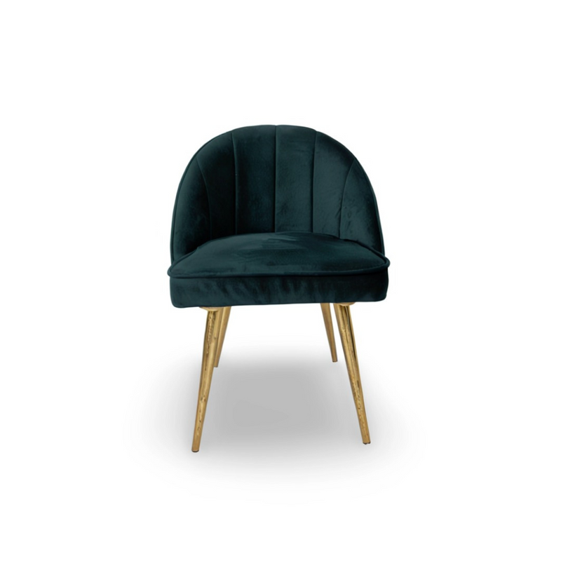 Suryavanshi Plush Dining Chair | Accent Chair for Living Room Bedroom Study Cafe Restaurant | Wooden Frame with Velvet Fabric & Cushion Seat with Metal Legs, (Navy Blue)