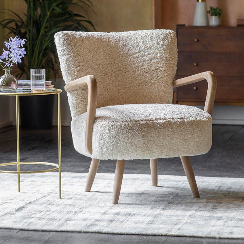 Sheesham Wood & Velvet Calvin Armchair - Luxurious Comfort