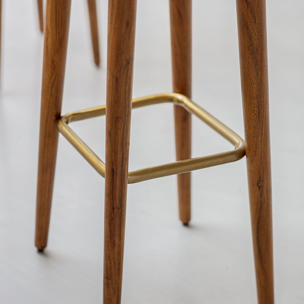 Suryavanshi Velvet Upholstery Bar Stool with Gold Powder-Coated Iron Detailing – Elegant Seating in Two Velvet Colors