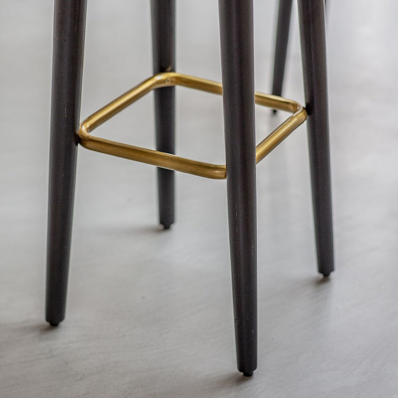 Suryavanshi Velvet Upholstery Bar Stool with Gold Powder-Coated Iron Detailing – Elegant Seating in Two Velvet Colors