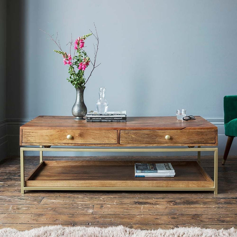Suryavanshi Mango Wood Henley Coffee Table - Stylish and Functional Centerpiece for Your Living Room(65D x 130W x 47H CM)