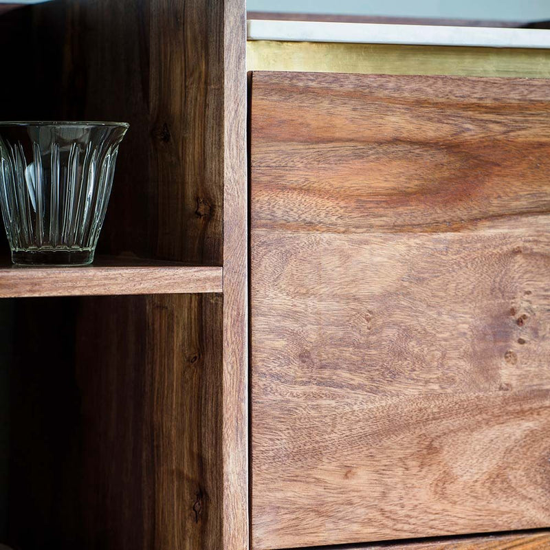 Suryavanshi Sheesham Wood Deco Marble Shelving Unit - Luxurious Storage and Display Solution Book Shelf and Display Unit
