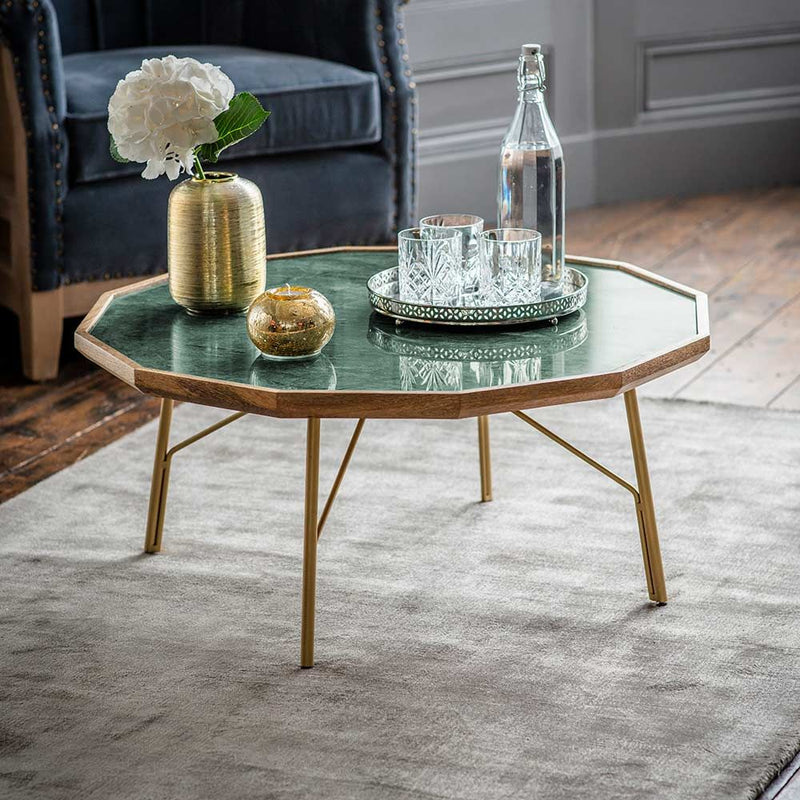 Suryavanshi Green Marble Top Jade Coffee Table – Contemporary Elegance for Your Living Space