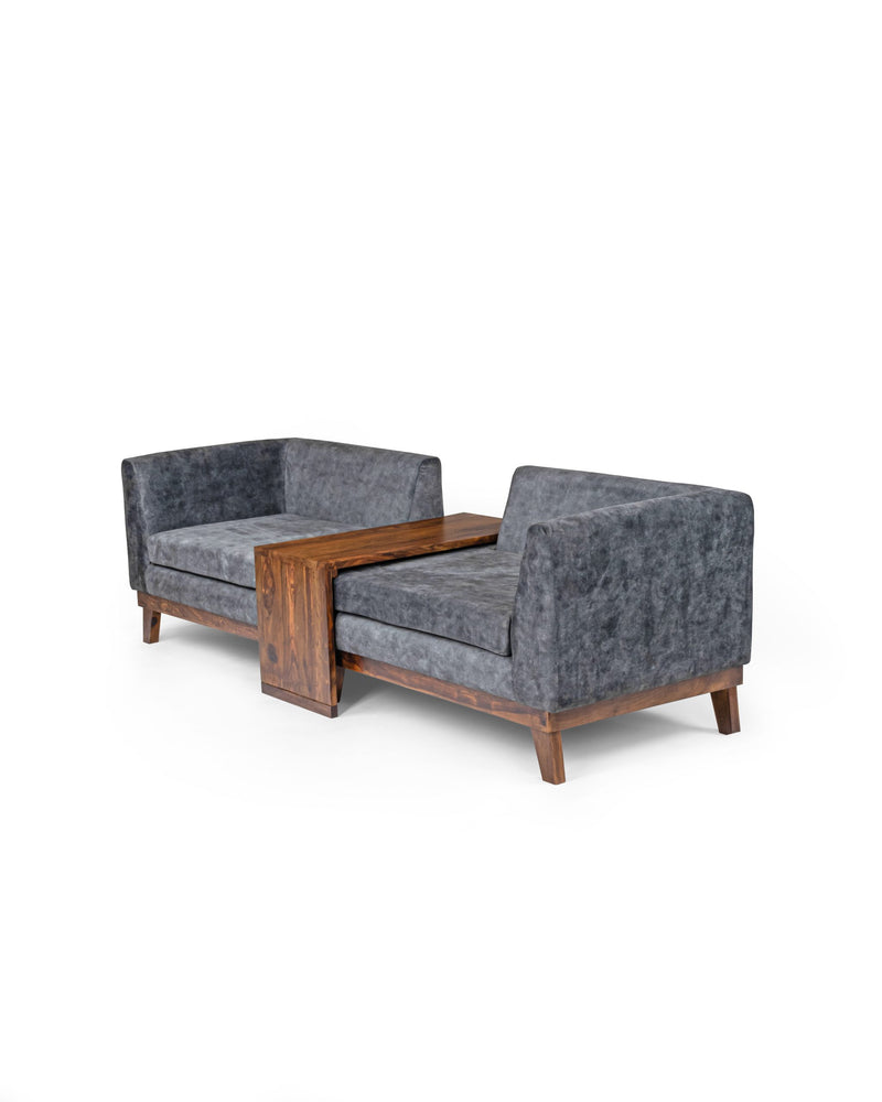 Suryavanshi Sheesham Wood & Velvet Fabric Brainstorm Sofa Set with Table – Luxurious Comfort – Elegance Redefined