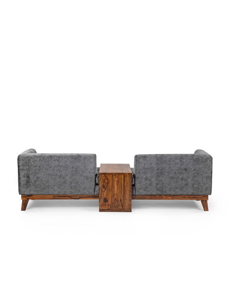 Suryavanshi Sheesham Wood & Velvet Fabric Brainstorm Sofa Set with Table – Luxurious Comfort – Elegance Redefined
