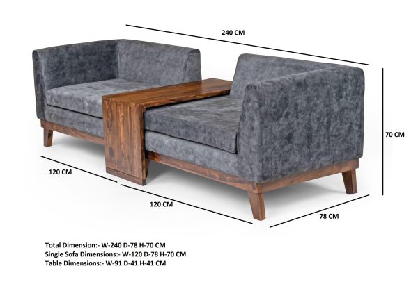Suryavanshi Sheesham Wood & Velvet Fabric Brainstorm Sofa Set with Table – Luxurious Comfort – Elegance Redefined